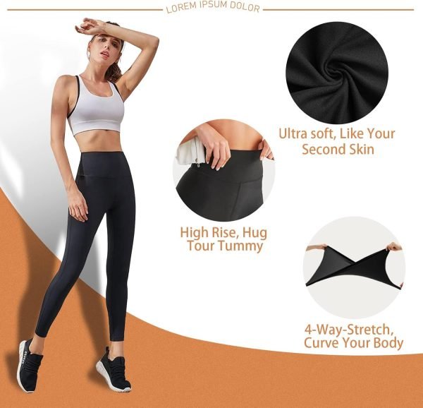 Jngrtsyjvip Fashion High Waisted Leggings for Women - No See Through Tummy Control Cycling Workout Yoga Pants with Pockets Reg & Plus