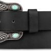 Jngrtsyjvip Fashion  Women's Western Style Fashion Leather Belt with Metal Buckle