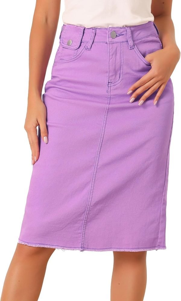 Jngrtsyjvip Fashion Women's Casual Jean Skirt High Waist Back Slit Stretch Denim Skirts