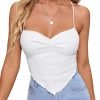 Jngrtsyjvip Fashion Women's Criss Cross Backless Strappy Asymmetrical Hem Crop Cami Top