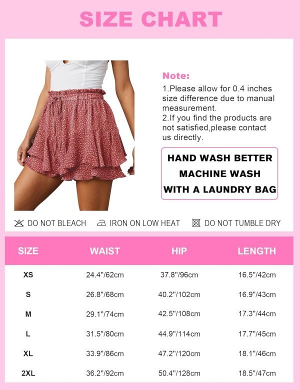 Jngrtsyjvip Fashion Shorts for Women Casual Boho Floral Skorts Ruffle Mini Skirts Running Tennis Butterfly Shorts Chiffon Shorts