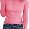 71a8CA23wlL._AC_SL1493 Jngrtsyjvip Ribbed women’s shirts Fashion Womens Long Sleeves Ribbed Knit Tunic Shirts Scoop Neck Button Down Tops Casual Henley Tee Shirt Slim Fit Blouses