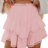 Jngrtsyjvip Fashion Shorts for Women Casual Boho Ruffle Tiered Skorts High Waist Mini Skirts Golf Tennis Crochet Shorts