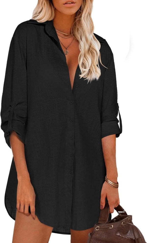 Jngrtsyjvip Fashion   Women Boyfriend Shirts Button Down Long Sleeve Blouse Cuffed Sleeve Collared Shirt