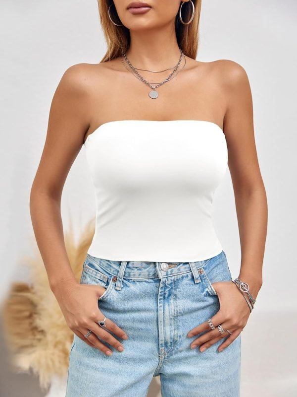 71au7zDYNEL._AC_SL1500 Jngrtsyjvip Fashion Womens Summer Tube Tops Strapless No Pad Clubwear Y2K Going Out Stretchy Basic Casual Cami Tops