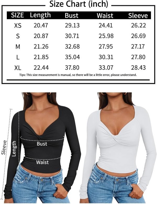 71az9XSh_RL._AC_SL1500 Jngrtsyjvip Fashion Womens Twisted Knot Long Sleeve T Shirts V Neck Basic Tee Cute Slim Tight Going Out Y2k Crop Fall Fashion Tops