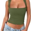 71b4k324oEL._AC_SL1500 Jngrtsyjvip Fashion Women's Square Neck Going Out Crop Tops Double Lined Cute Basic Tank Tops 2024 Clothes