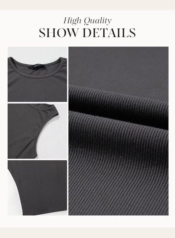 Jngrtsyjvip Fashion Midi Dress for Women Summer Bodycon Knit Dress Round Neck Sleeveless Side Slit Long Slim Elegant Wedding Guest Dress