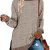 71f2ITlaCXL._AC_SL1500 Jngrtsyjvip Fashion Womens Crewneck Pullovers Color Block Long Sleeve Side Split Tunic Tops