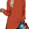 Jngrtsyjvip Fashion  Womens Casual Long Sleeve T Shirts Casual Blouses Trendy Tops Side Split Tunics