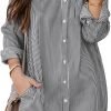 71fkBIRju_L._AC_SL1500 Jngrtsyjvip Fashion Womens Button Down Shirt Dresses with Pockets Cotton Striped Shirts Collared Tunics Long Sleeve High Low Blouse Tops