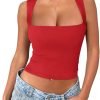 71g5k1uOwcL._AC_SL1500 Jngrtsyjvip Fashion Women's Square Neck Going Out Crop Tops Double Lined Cute Basic Tank Tops 2024 Clothes
