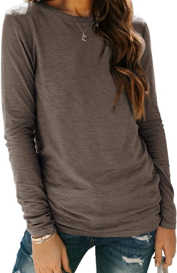 Jngrtsyjvip Fashion   Womens Long Sleeve Round Neck Shirts Basic Tee Fall Tops Outfits Clothes 2024