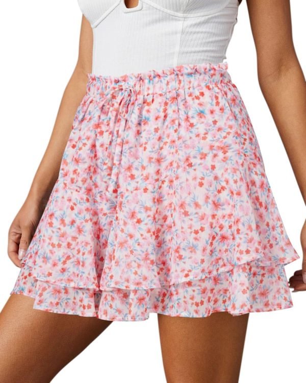 Jngrtsyjvip Fashion Shorts for Women Casual Boho Floral Skorts Ruffle Mini Skirts Running Tennis Butterfly Shorts Chiffon Shorts