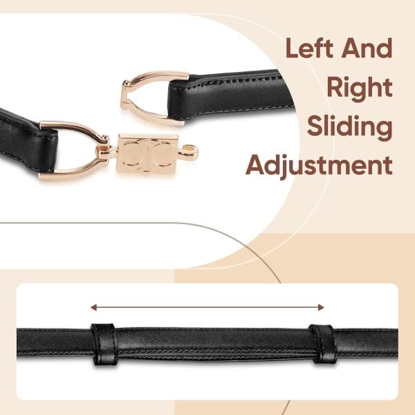 Jngrtsyjvip FashionWomen Leather Belts for Dress Jeans Belt with Gold Buckle Skinny Waist Adjustable Belts for Lady