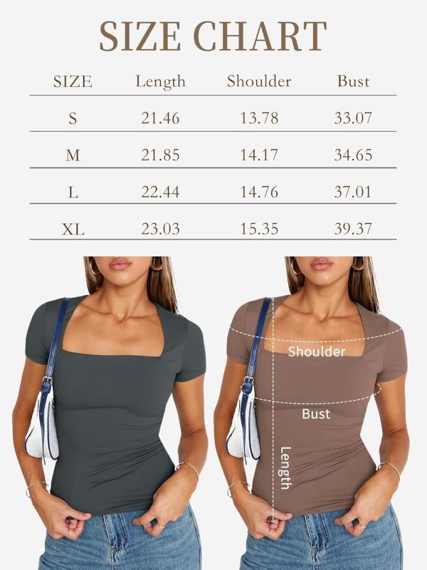 Jngrtsyjvip Fashion Women's Square Neck Tops Short Sleeve Shirts Going Out Tops 2024