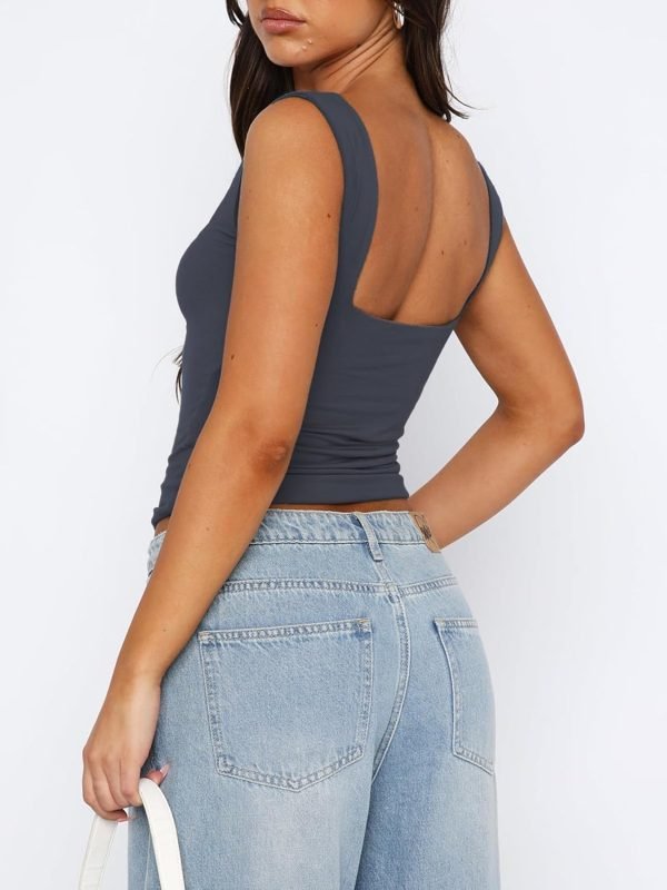 Jngrtsyjvip Fashion Women Sleeveless Sexy Backless Going Out Crop Top Y2K Strappy Ruched Tank Top Summer Tight Slim Fit Cute Tops
