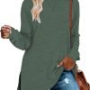 Jngrtsyjvip Fashion  Womens Casual Long Sleeve T Shirts Casual Blouses Trendy Tops Side Split Tunics
