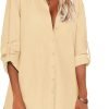 Jngrtsyjvip Fashion   Women Boyfriend Shirts Button Down Long Sleeve Blouse Cuffed Sleeve Collared Shirt