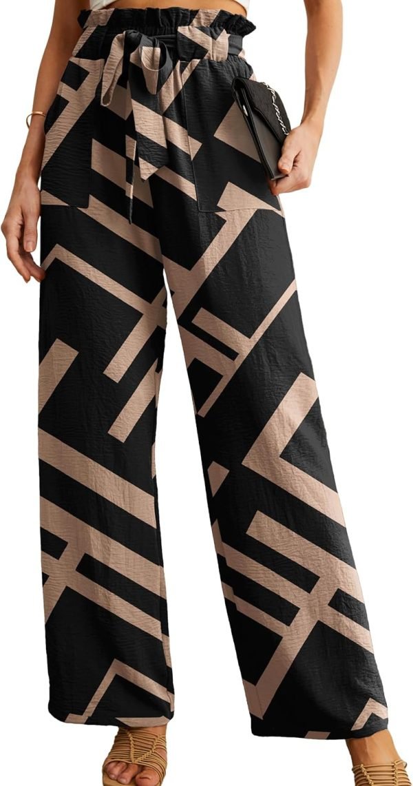 Jngrtsyjvip FashionI  Women's Wide Leg Pants with Pockets High Waist Adjustable Knot Loose Casual Trousers Business Work Casual Pants