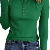 71l3st5fmRL._AC_SL1493 Jngrtsyjvip Ribbed women’s shirts Fashion Womens Long Sleeves Ribbed Knit Tunic Shirts Scoop Neck Button Down Tops Casual Henley Tee Shirt Slim Fit Blouses