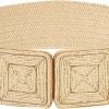 Jngrtsyjvip Fashion  Women's Symmetrical Buckle Straw Belts Wide Belt Elastic Waistband