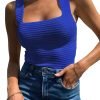 Jngrtsyjvip Fashion Womens Ribbed Tank Tops 2024 Summer Sleeveless Square Neck Shirts Casual Slim Fitted Knit Shirts