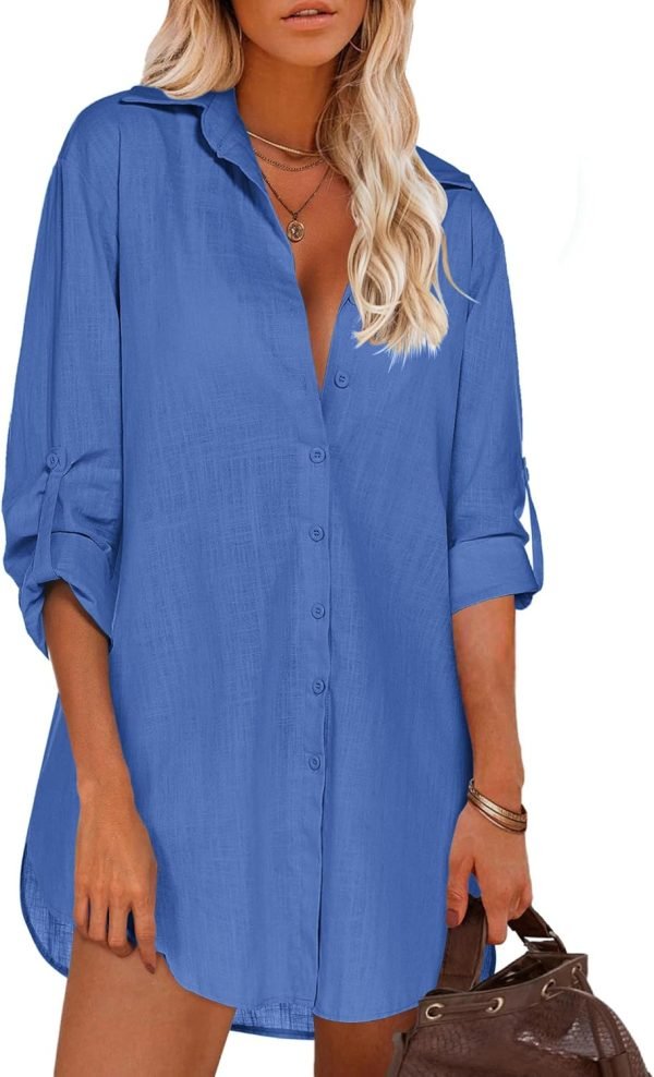 Jngrtsyjvip Fashion   Women Boyfriend Shirts Button Down Long Sleeve Blouse Cuffed Sleeve Collared Shirt