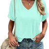 Jngrtsyjvip Fashion Women's Tshirts V Neck Short Sleeve Summer Tops Casual Basic Tee Shirts