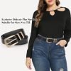 Jngrtsyjvip Fashion  Plus Size Women's Leather Belts for Jeans Pants Fashion Ladies Black Belt with Gold Buckle