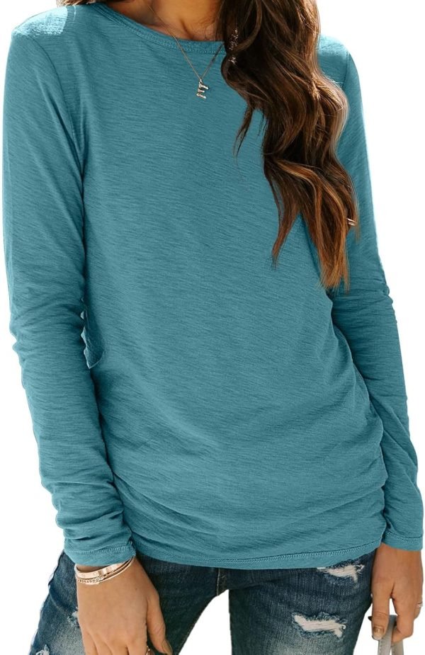 Jngrtsyjvip Fashion   Womens Long Sleeve Round Neck Shirts Basic Tee Fall Tops Outfits Clothes 2024