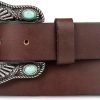 Jngrtsyjvip Fashion  Women's Western Style Fashion Leather Belt with Metal Buckle
