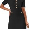 Jngrtsyjvip Fashion  Women's Knit Bodycon Sweater Dress Button Short Sleeve Crew Neck Elegant Formal Mini Dress Wedding Dress