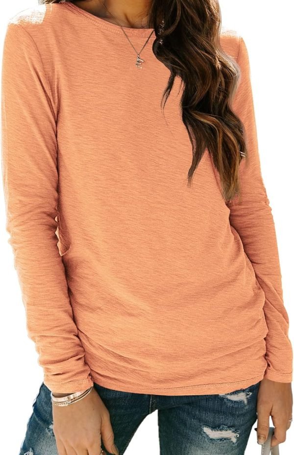 Jngrtsyjvip Fashion   Womens Long Sleeve Round Neck Shirts Basic Tee Fall Tops Outfits Clothes 2024