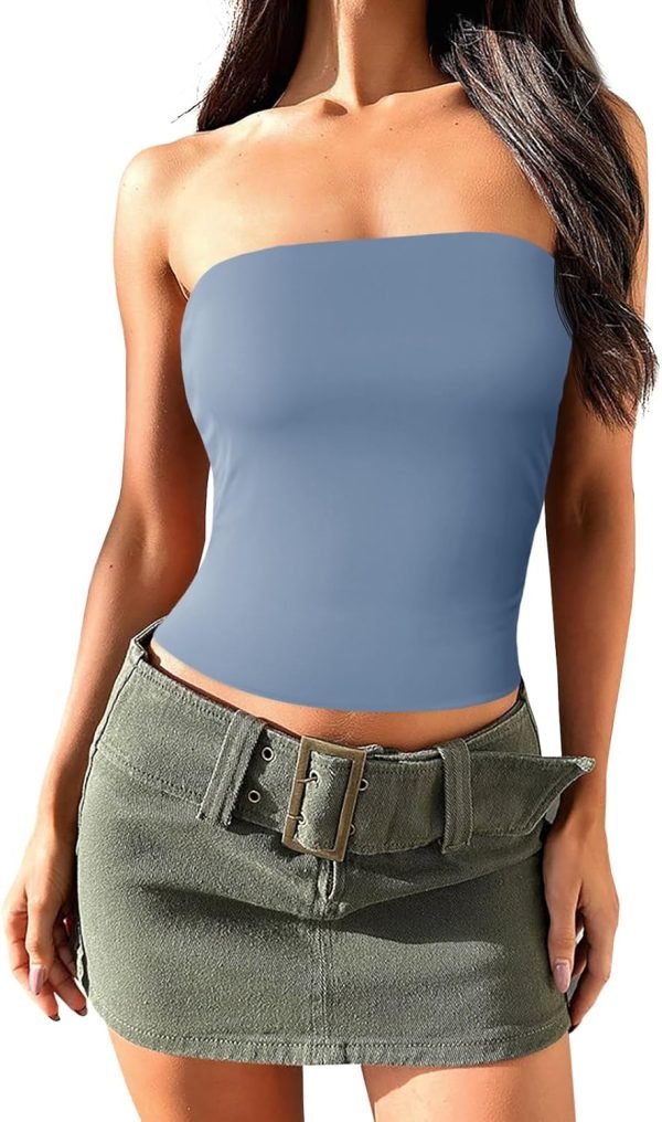 71o6LjsFdoL._AC_SL1500 Jngrtsyjvip Fashion Womens Summer Tube Tops Strapless No Pad Clubwear Y2K Going Out Stretchy Basic Casual Cami Tops