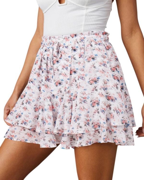 Jngrtsyjvip Fashion Shorts for Women Casual Boho Floral Skorts Ruffle Mini Skirts Running Tennis Butterfly Shorts Chiffon Shorts