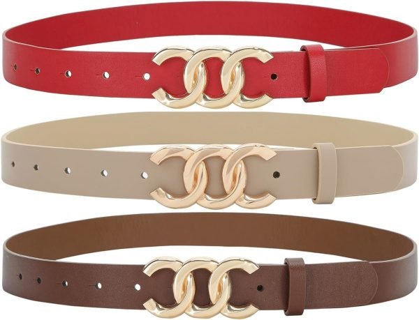 71p5tJS9DEL._AC_SL1500 Jngrtsyjvip FashionWomen Belt for Jeans Dress Cinch Waist Belt for Ladies Faux Leather Belt with Gold Buckle