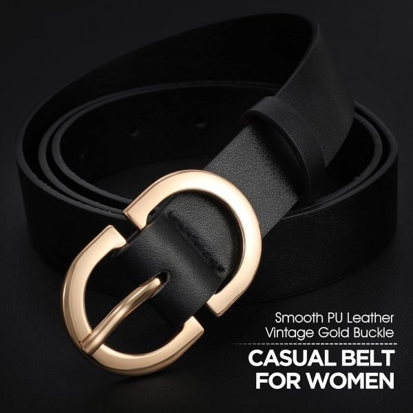 Jngrtsyjvip Fashion  Women Leather Belt for Jeans Pants Dress Fashion Ladies Belts with Gold Buckle White Waist Belt Small to Plus Size