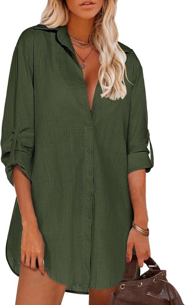 Jngrtsyjvip Fashion   Women Boyfriend Shirts Button Down Long Sleeve Blouse Cuffed Sleeve Collared Shirt