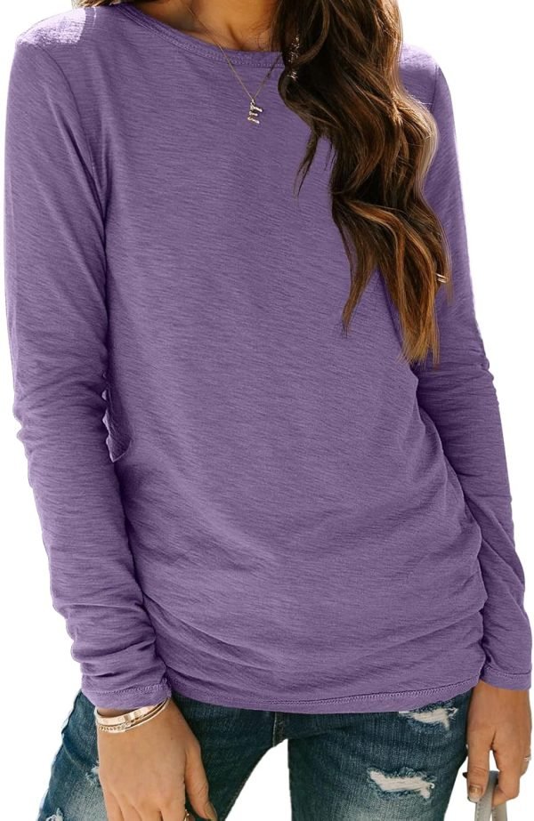 Jngrtsyjvip Fashion   Womens Long Sleeve Round Neck Shirts Basic Tee Fall Tops Outfits Clothes 2024