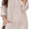 71rLZPKV4SL._AC_SL1500 Jngrtsyjvip Fashion Womens Button Down Shirt Dresses with Pockets Cotton Striped Shirts Collared Tunics Long Sleeve High Low Blouse Tops