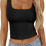 Jngrtsyjvip Fashion Womens Square Neck Ribbed Tank Tops Sleeveless Crop Tops Summer Clothes