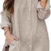 71s0NSal2pL._AC_SL1500 Jngrtsyjvip Fashion Womens Button Down Shirt Dresses with Pockets Cotton Striped Shirts Collared Tunics Long Sleeve High Low Blouse Tops