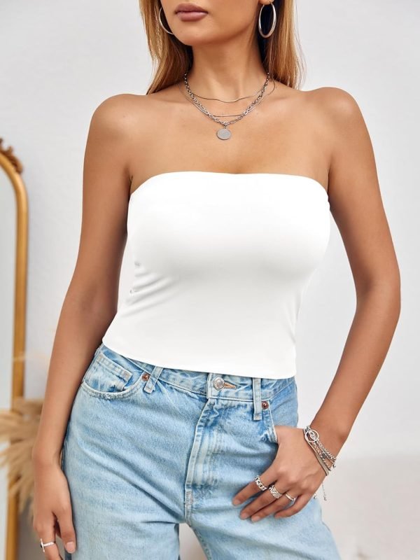 71s2_VpmyXL._AC_SL1500 Jngrtsyjvip Fashion Womens Summer Tube Tops Strapless No Pad Clubwear Y2K Going Out Stretchy Basic Casual Cami Tops