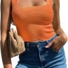 Jngrtsyjvip Fashion Womens Ribbed Tank Tops 2024 Summer Sleeveless Square Neck Shirts Casual Slim Fitted Knit Shirts