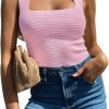 Jngrtsyjvip Fashion Womens Ribbed Tank Tops 2024 Summer Sleeveless Square Neck Shirts Casual Slim Fitted Knit Shirts