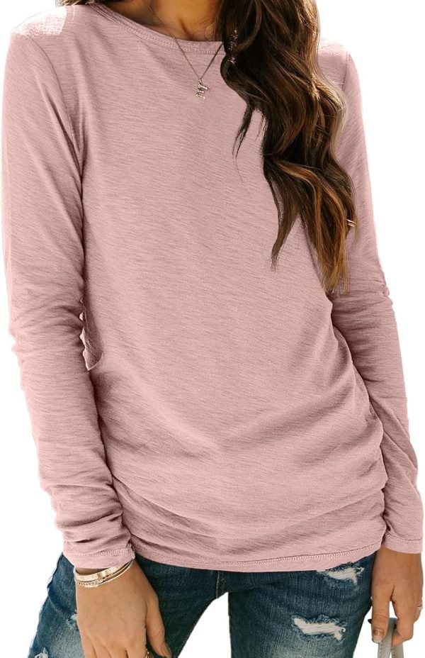 Jngrtsyjvip Fashion   Womens Long Sleeve Round Neck Shirts Basic Tee Fall Tops Outfits Clothes 2024