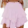 Jngrtsyjvip Fashion Shorts for Women Casual Boho Ruffle Tiered Skorts High Waist Mini Skirts Golf Tennis Crochet Shorts