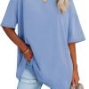 Jngrtsyjvip Fashion   Womens Oversized T Shirts V Neck Tees Half Sleeve Cozy Comfy Tunic 2024 Y2K Tops Casual
