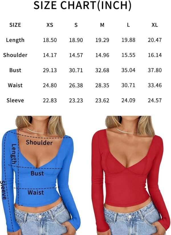 Jngrtsyjvip Fashion Womens Long Sleeve Deep V-Neck Crop Tops Basic Y2K Going Out Tops Fall Outfits 2024 Fashion Clothes